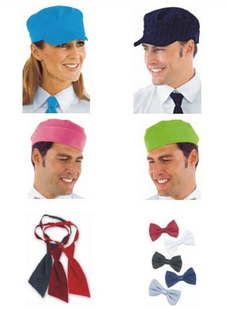 Cappellini, cravatte, papillon per ristoranti, bar, caffetterie.