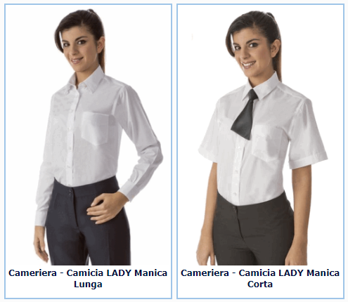 Camicia classica donna in policotone con taschino Camicia classica donna in policotone con taschino e polsini con un bottone