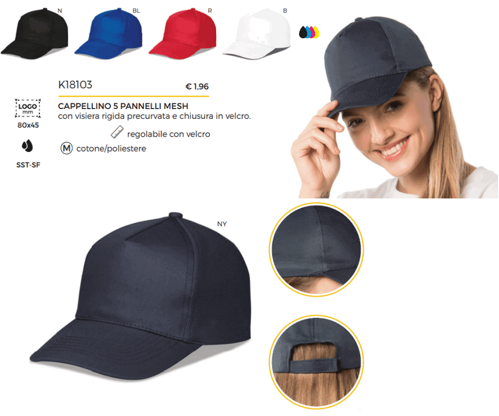 Cappelli con visiera articoli pubblicitari ingrosso