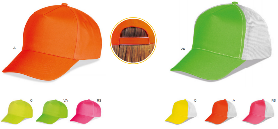 Cappelli con visiera fluorescenti