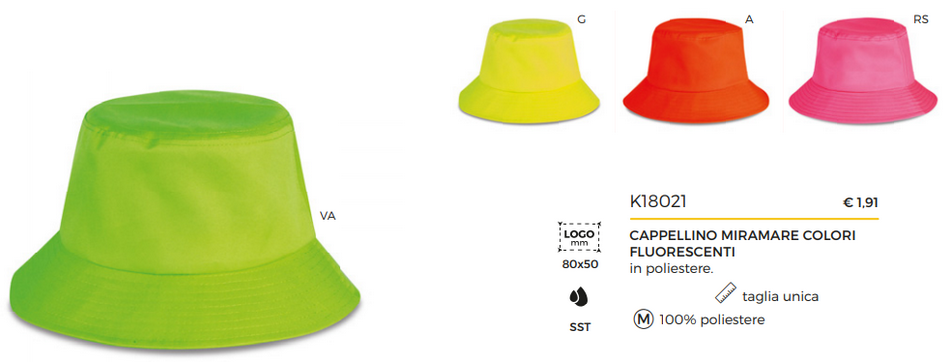 Cappelli gialli e arancio fluorescenti alta visibilità
