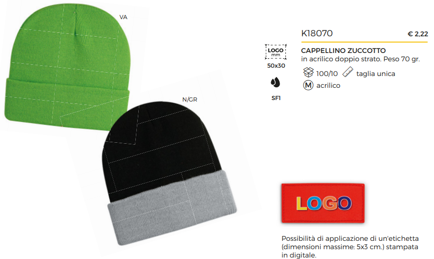 Cappelli zuccotti taglia unica forniture per aziende