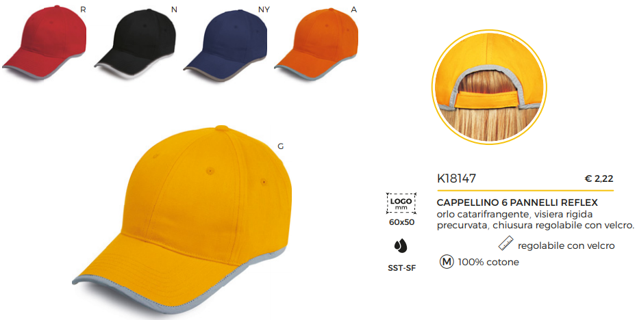 Cappellini con visiera , cappelli Reflex