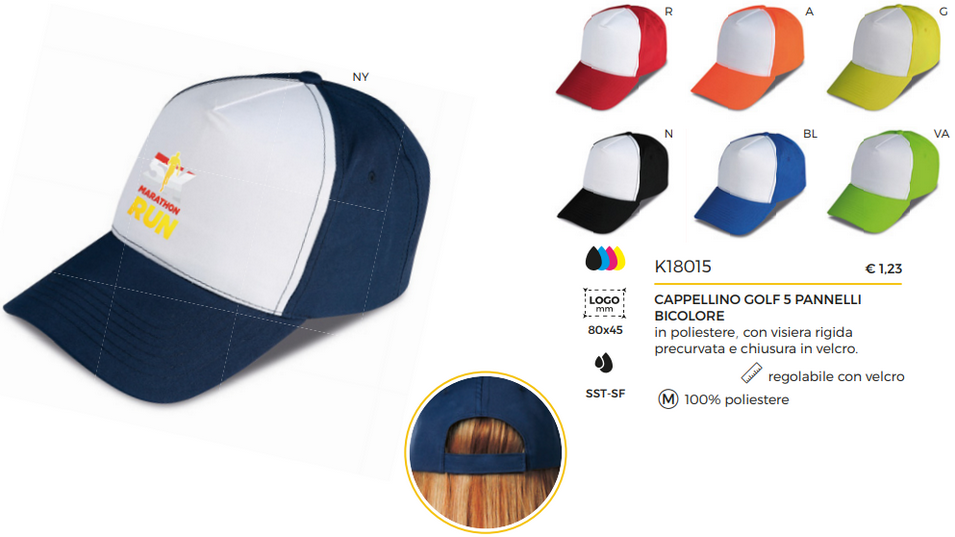 Cappellini con visiera bicolore sportivi