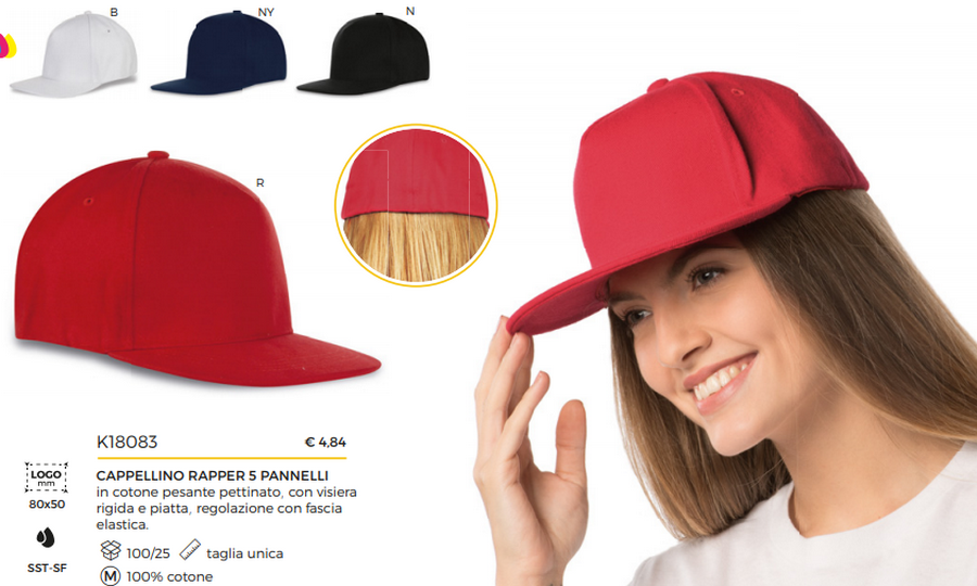 Cappellini con visiera rigida piatta