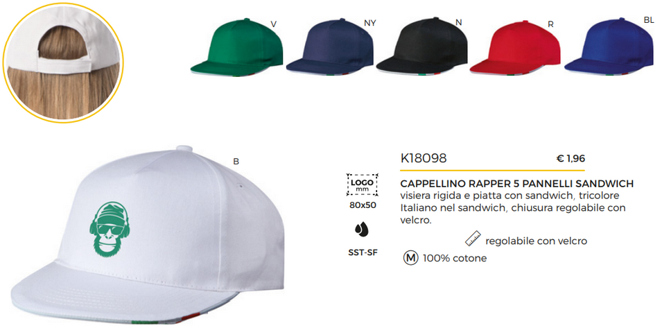 Cappellino con visiera modello Rapper