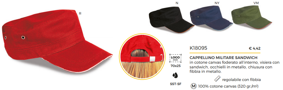 Cappellino militare tamburello