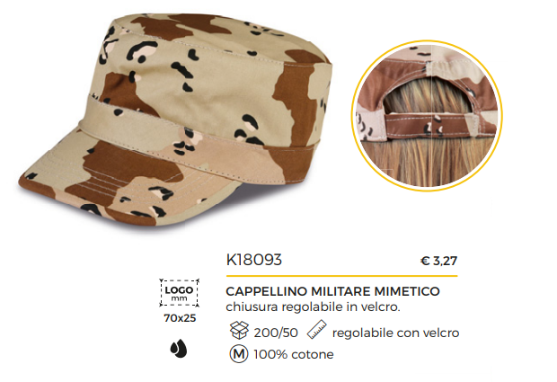 Cappellino mimetico militare