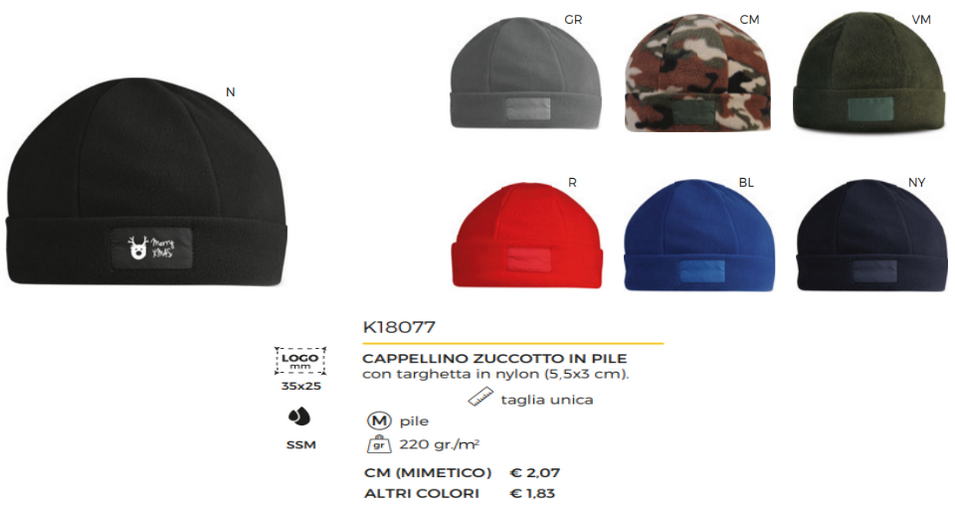 Cappellino zuccotto in Pile