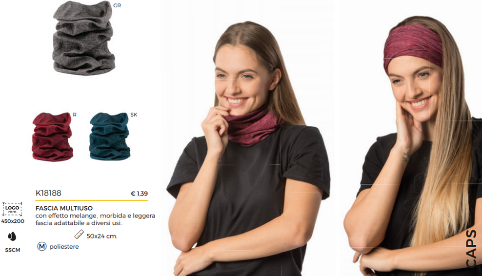 FASCIA MULTIUSO con effetto melange