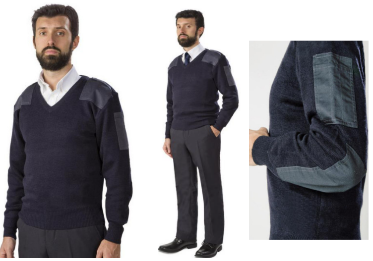 MAGLIONE COLLO V BLU PER VIGILANTE maglione vigilante, guadia giurata blu navy