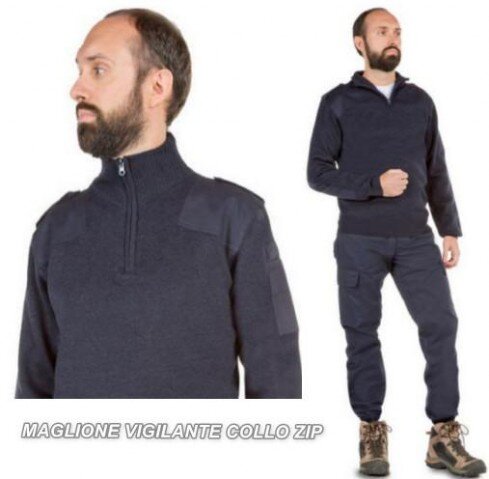 Maglia vigilante collo a zip blu Maglia vigilante