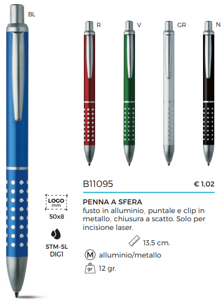 Penna a sfera in alluminio