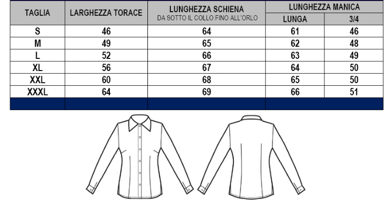 Tabella taglie camicie donna kyoto Tabella taglie camicie donna