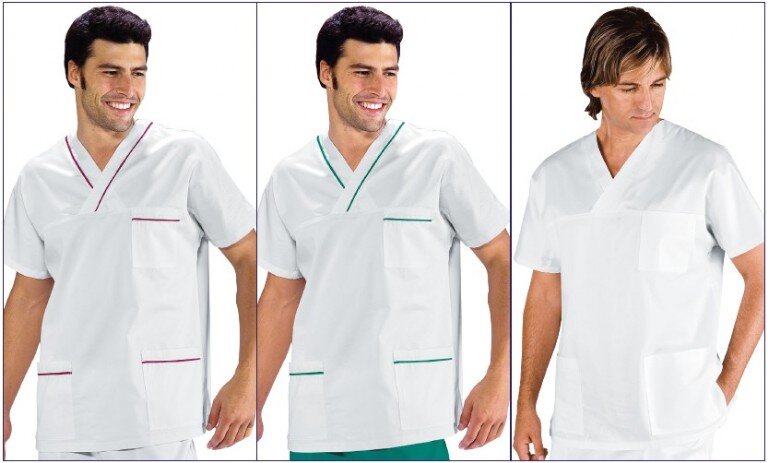 CASACCA COLLO A V COTONE 100% MANICA LUNGA CASACCA MEDICO COLLO A V UNISEX