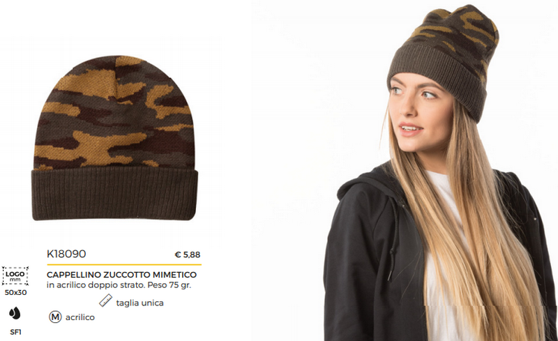 Zuccotto mimetico unisex