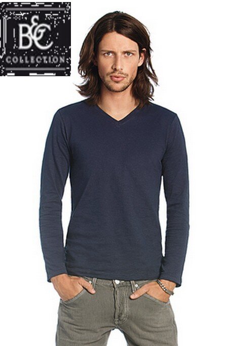 T-shirt Uomo Collo V Manica Lunga maglietta uomo collo V