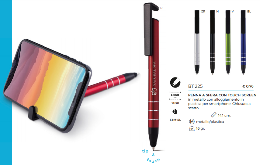 penna a sfera con touch screen con alloggiamento per smartphone