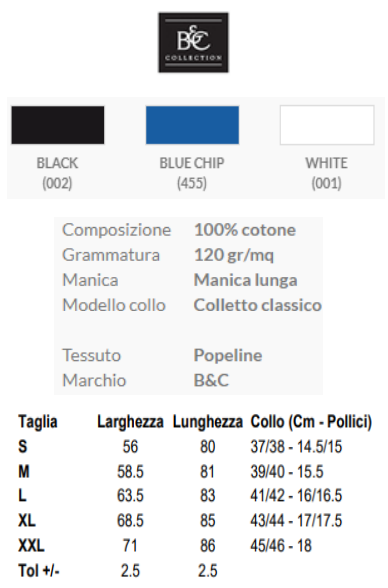 scheda tecnica camicie popeline uomo