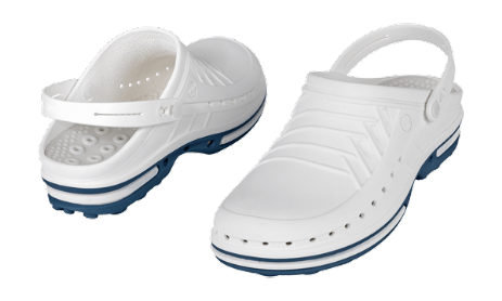zoccoli sanitari Wock bianco blu per il sttore medicale Zoccoli sanitari per il sttore medico - farmaceutico colore bianco blu